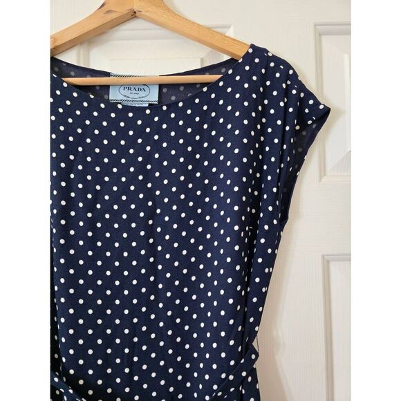 PRADA Polka Dot Belted Dress 38 - Picture 3 of 10